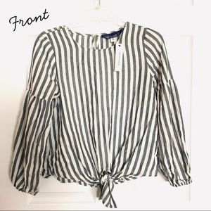 Striped blouse with flared sleeves